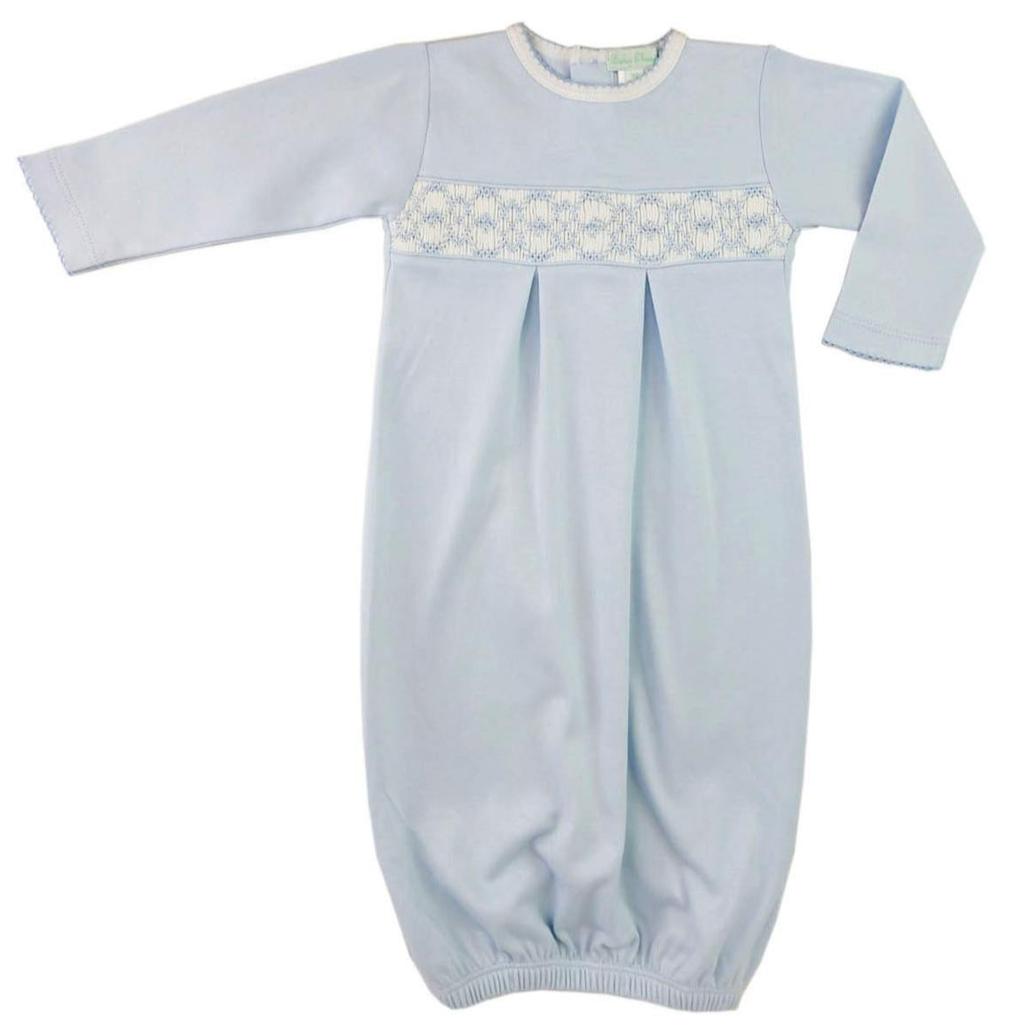 Baby Threads Blue Hand Smocked Gown - shopnurseryrhymes