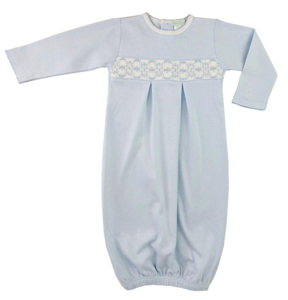 Baby Threads Blue Hand Smocked Gown - shopnurseryrhymes
