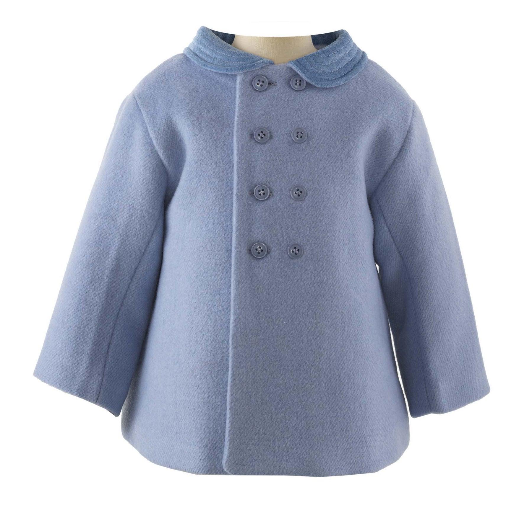 Rachel Riley Velvet Trim Pram Coat, Blue - shopnurseryrhymes