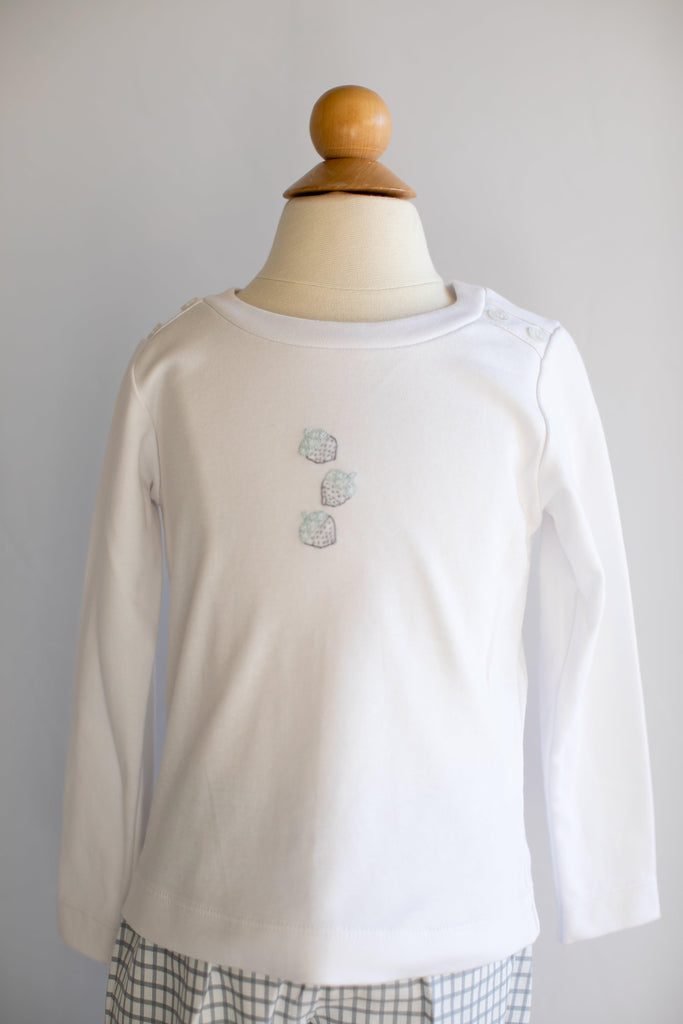 Peggy Green L/S Embroidered White Nautical Tee with Acorns - shopnurseryrhymes