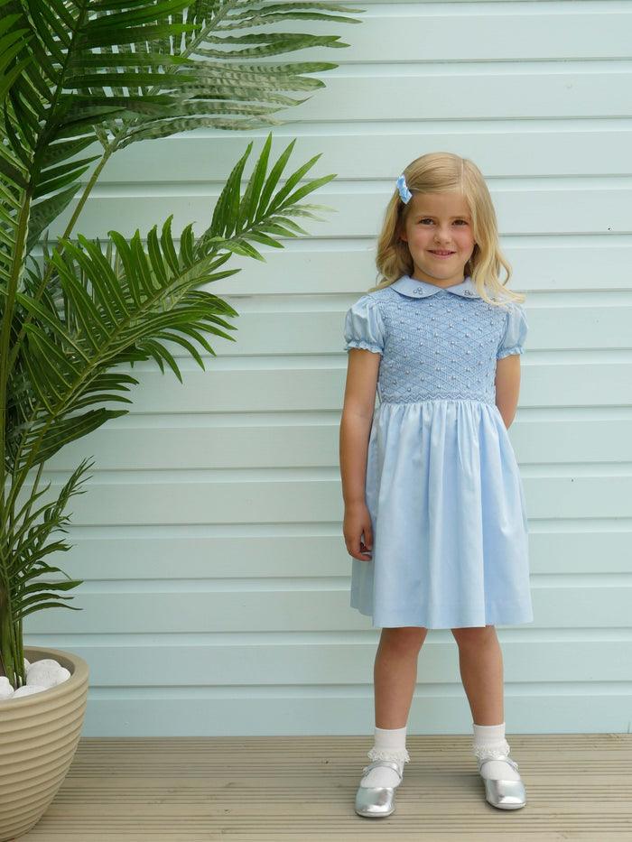 blue smocked dress Rachel Riley Blue Rose Smocked Dress