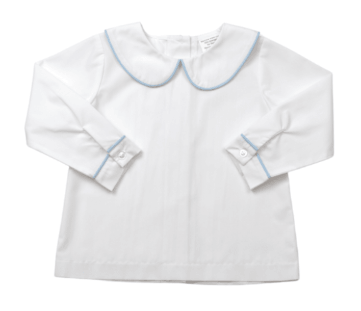 Lullaby Set Sibley Shirt LS - White/Blue Pima - Blooms & Blessings - shopnurseryrhymes