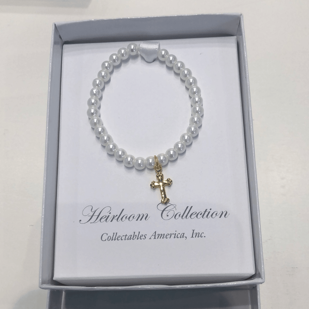 Collectables America Heirloom Pearl Bracelet w/Gold Cross - shopnurseryrhymes
