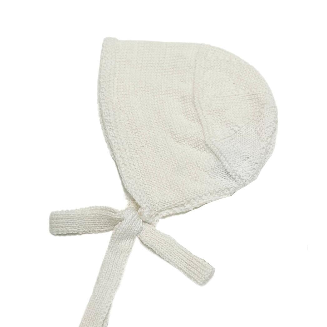 Mi Lucero Merino Wool Bonnet, Ivory