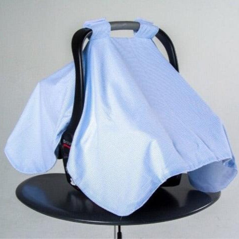 Blue Pique Car Seat Canopy - shopnurseryrhymes