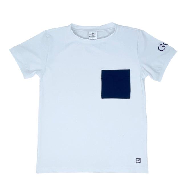 Set Athleisure Charlie T-Shirt, White/Navy - shopnurseryrhymes