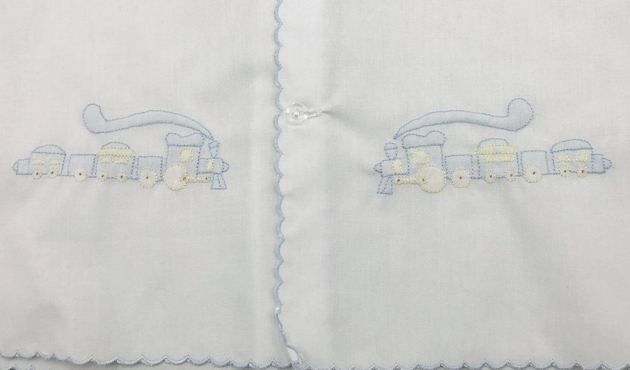 Auraluz Longsleeve Daygown Train White/Blue - shopnurseryrhymes