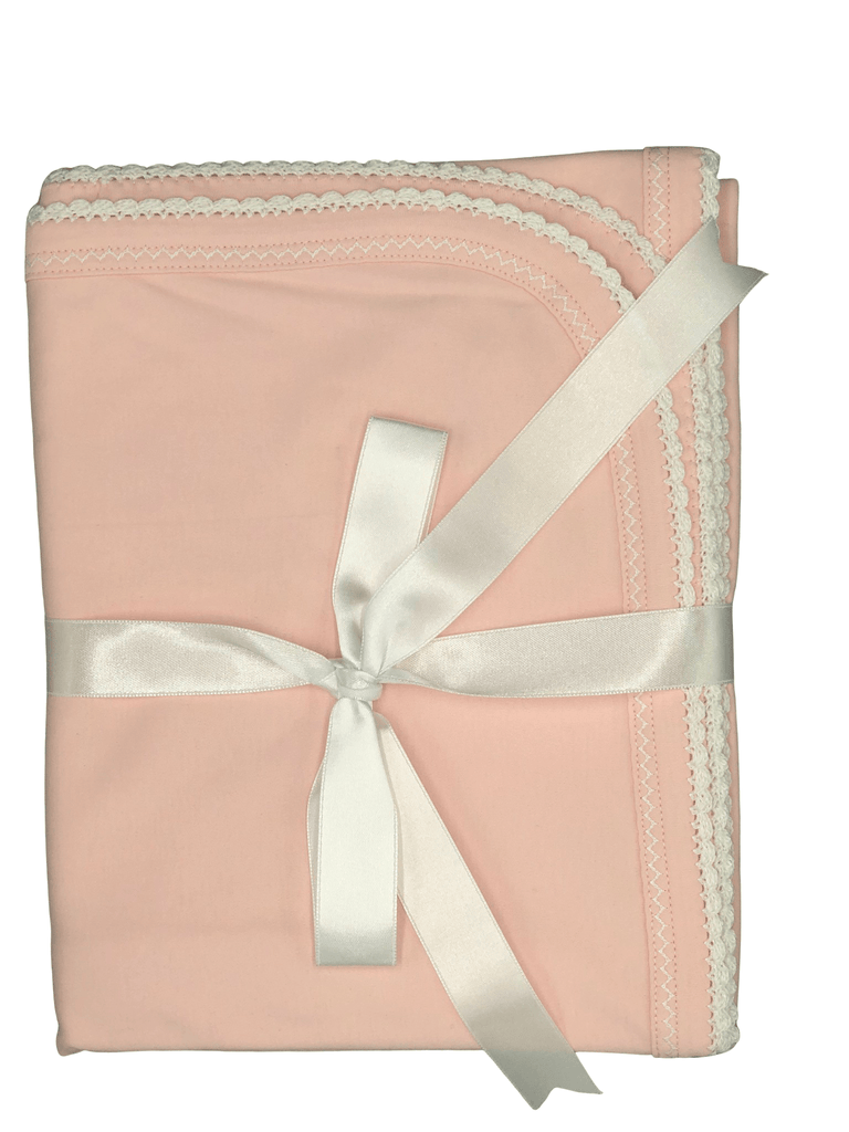 Squiggles Pink Receiving Blanket w/White Trim - shopnurseryrhymes