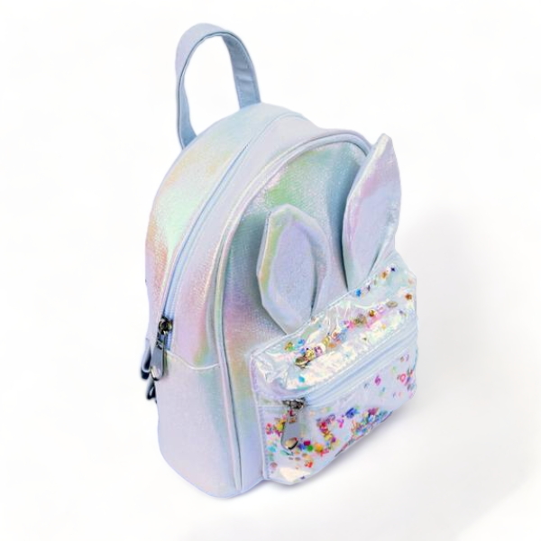 Doe A Dear Bunny Iridescent Backpack, White