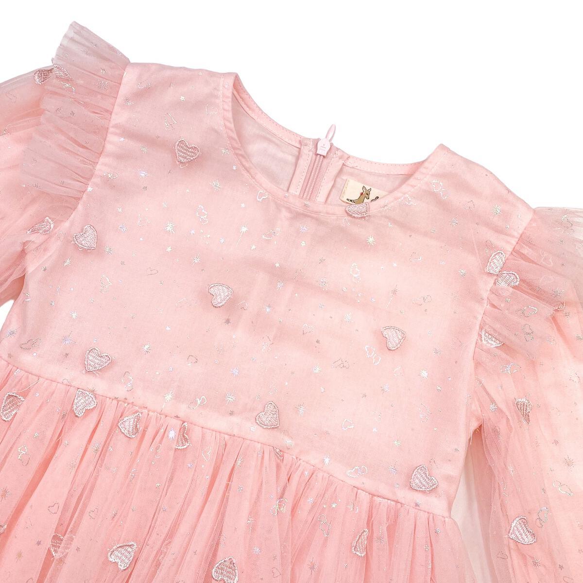 Doe A Dear Pink Heart Mesh Dress - shopnurseryrhymes