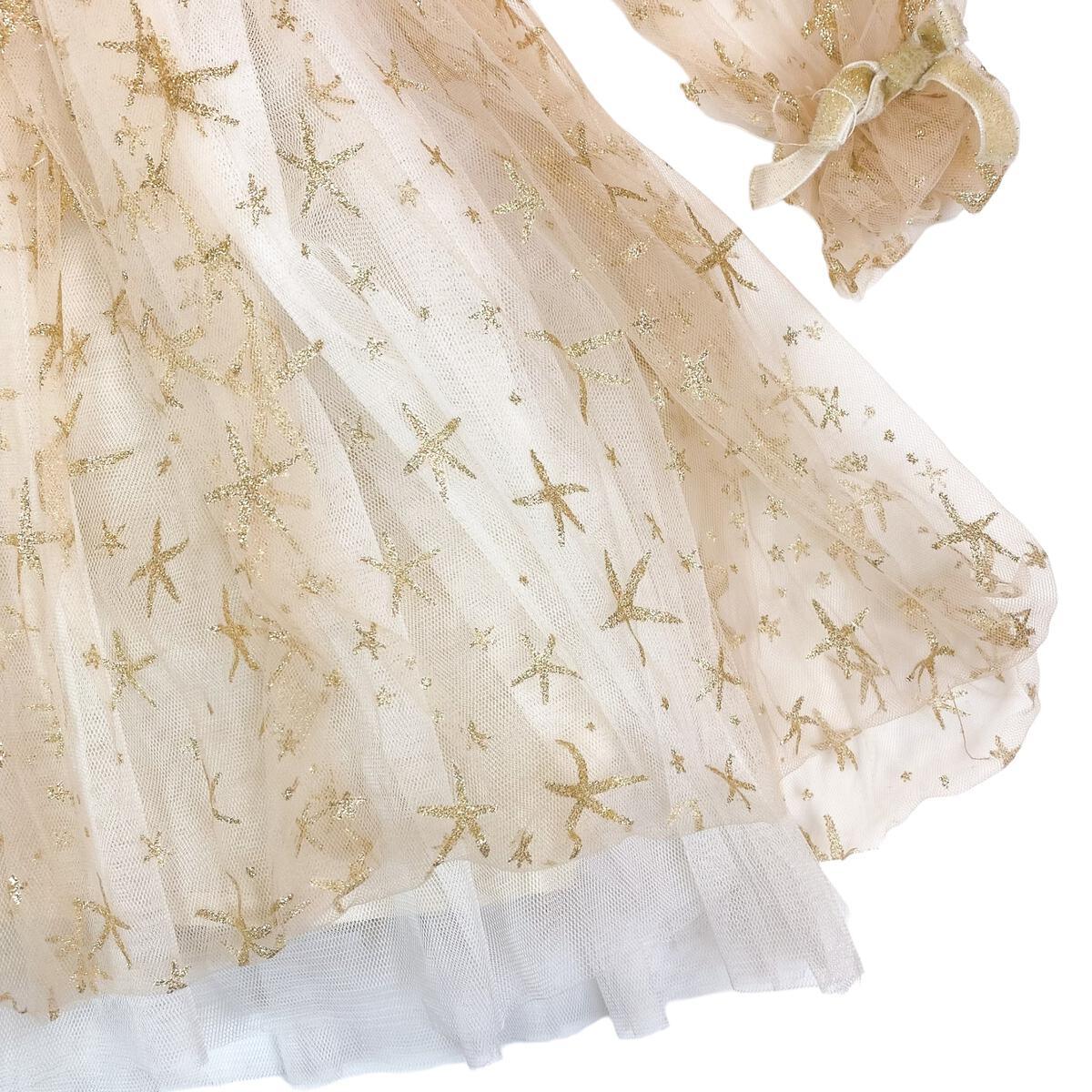 Doe A Dear Gold Glitter Star Mesh Dress - shopnurseryrhymes