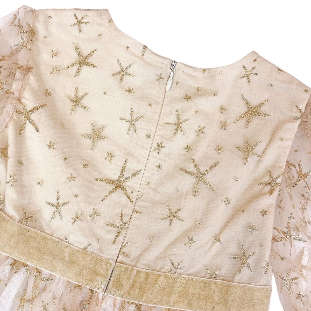 Doe A Dear Gold Glitter Star Mesh Dress - shopnurseryrhymes