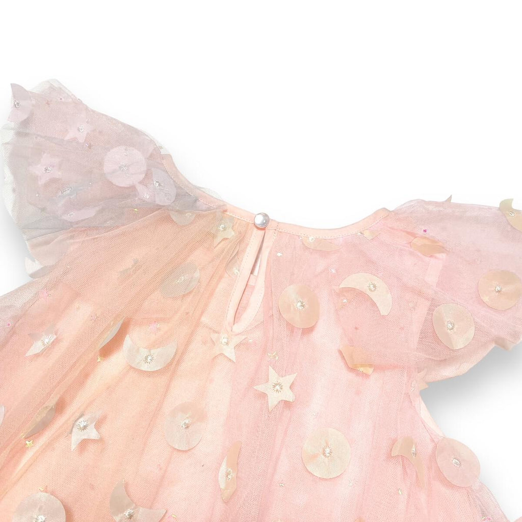 Doe A Dear Pink Moon & Star Embellished Mesh Dress