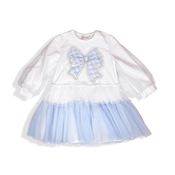 Doe A Dear Blue Bowtie Mesh Layer Dress - shopnurseryrhymes