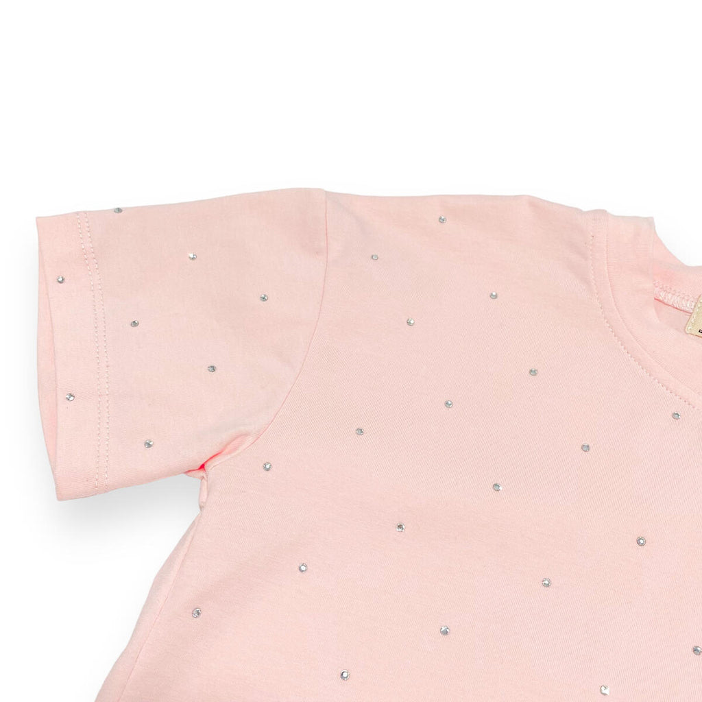 Doe A Dear Pink Silver Stone Embellished Skirt Set