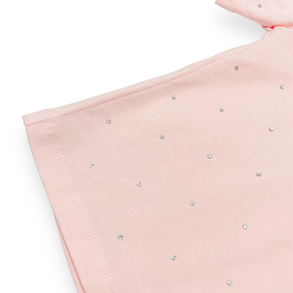 Doe A Dear Pink Silver Stone Embellished Skirt Set