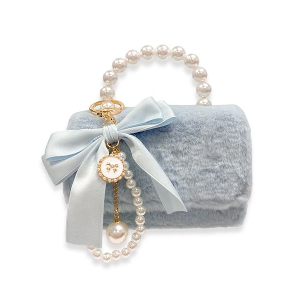 Doe A Dear Furry Purse with Bow & Pearl Charm