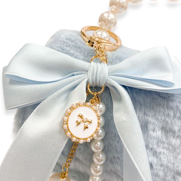 Doe A Dear Furry Purse with Bow & Pearl Charm