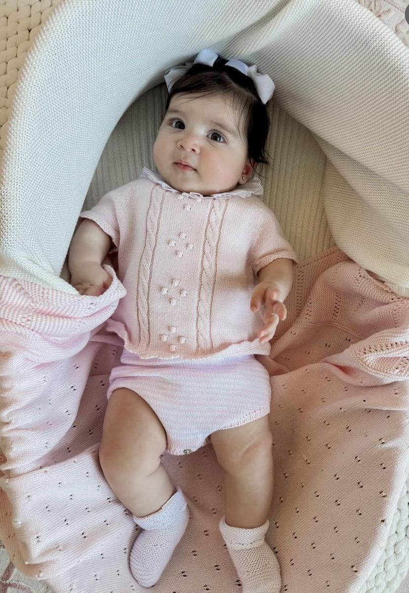 Mi Lucero Braided Pink Sweater Set