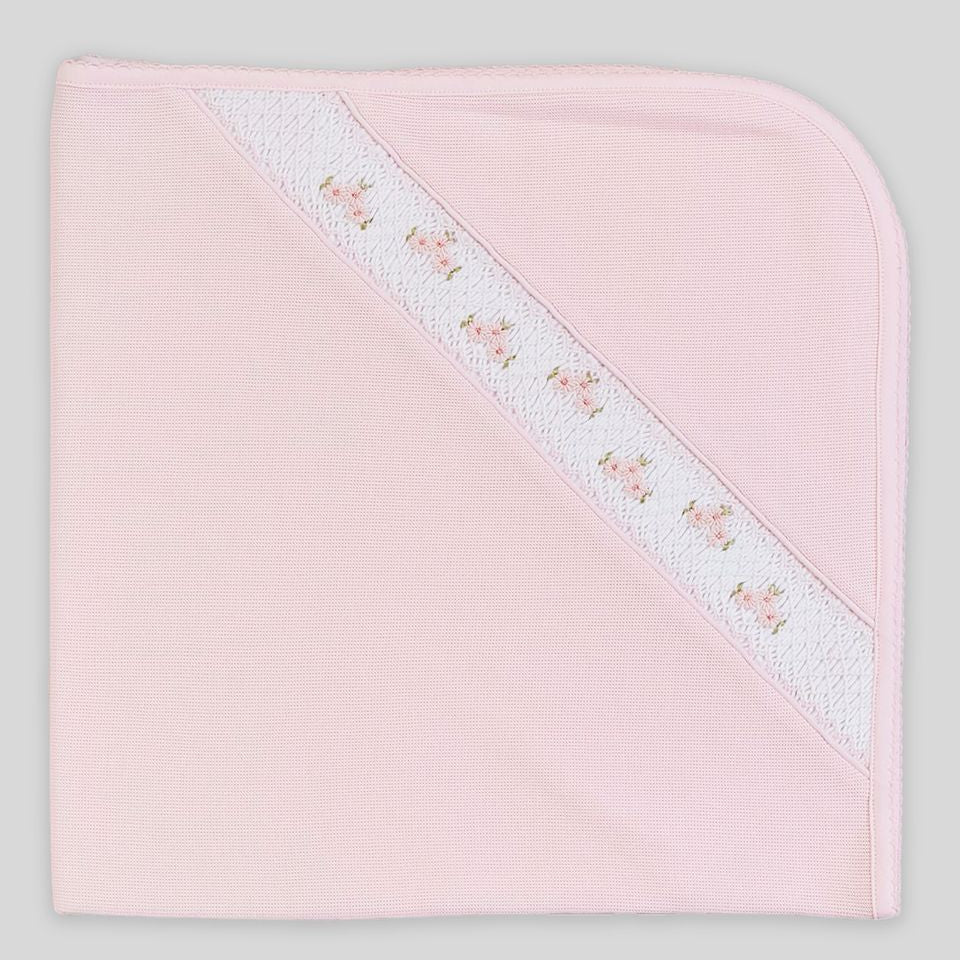 Miocotton Special Knit Hand Smocked Zuzzel Blanket, Pink