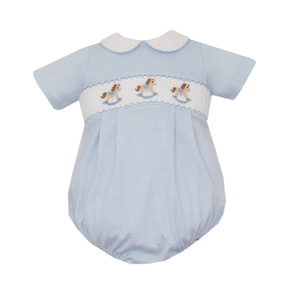Petit Bebe Rocking Horse Blue Check Bubble