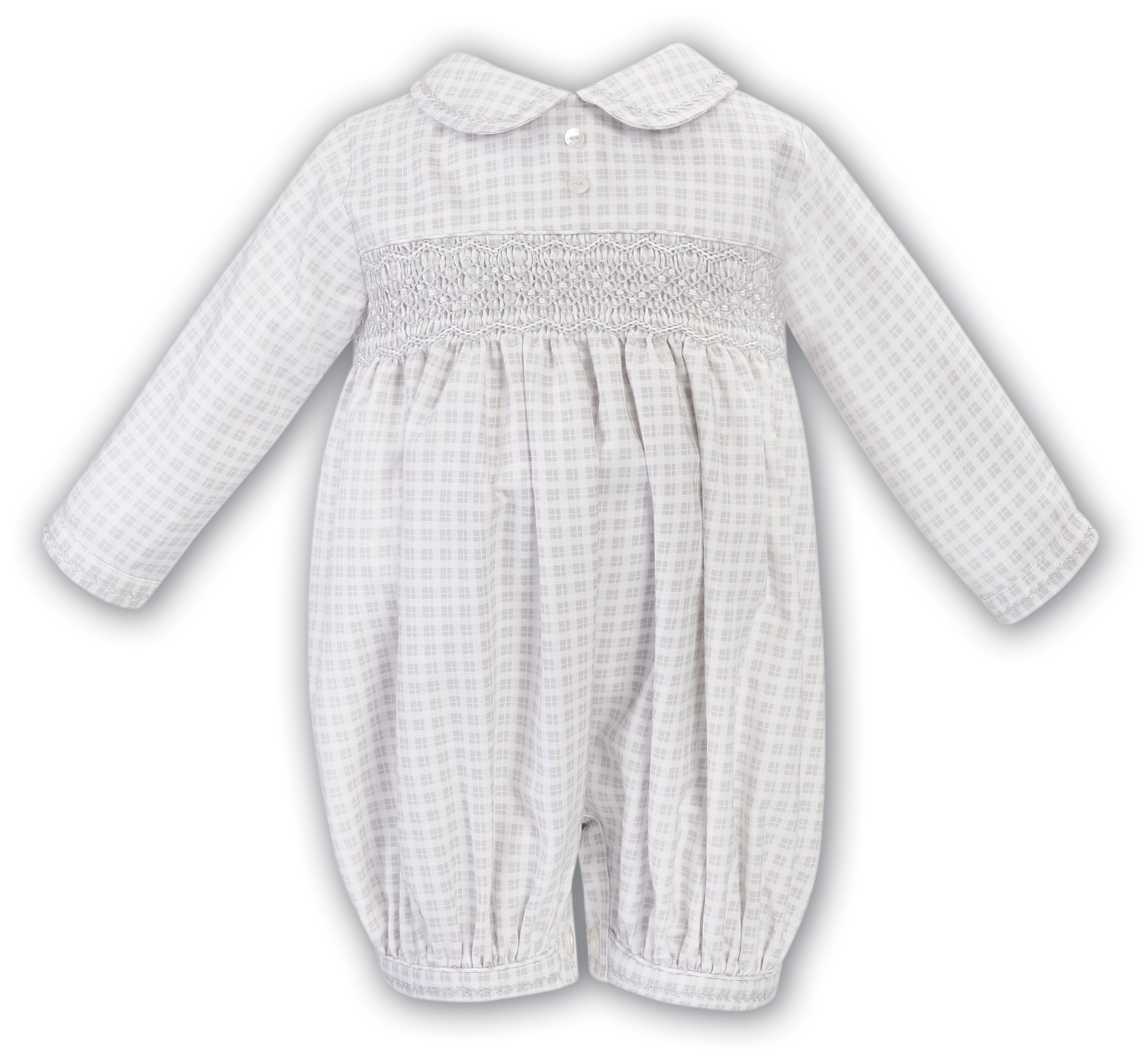 Sarah Louise Gray Checked Smocked Romper