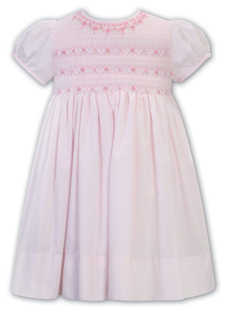 Sarah Louise Pink Smocked Dress with Flowers