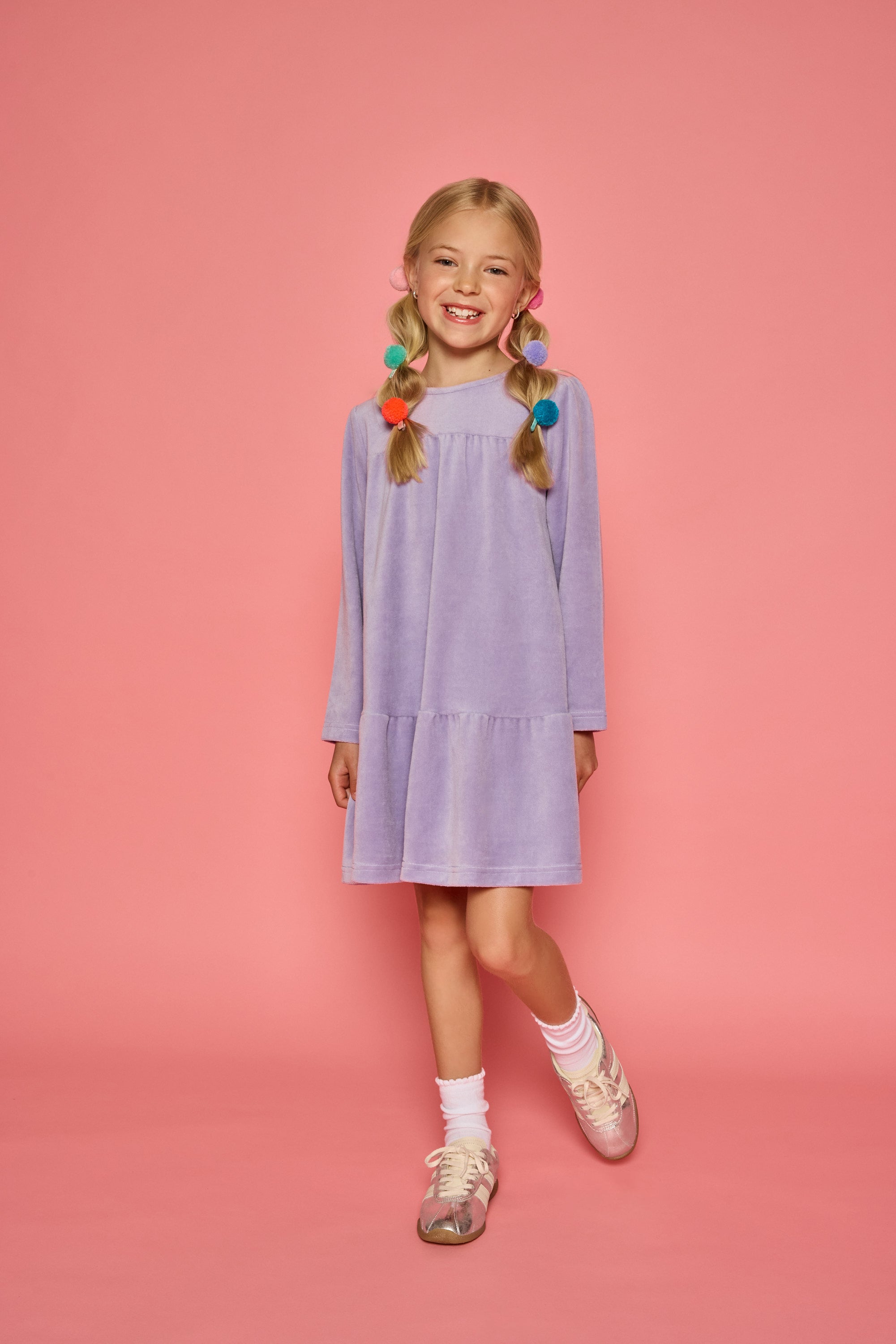 Bisby Lisle Dress, Lavender Velour