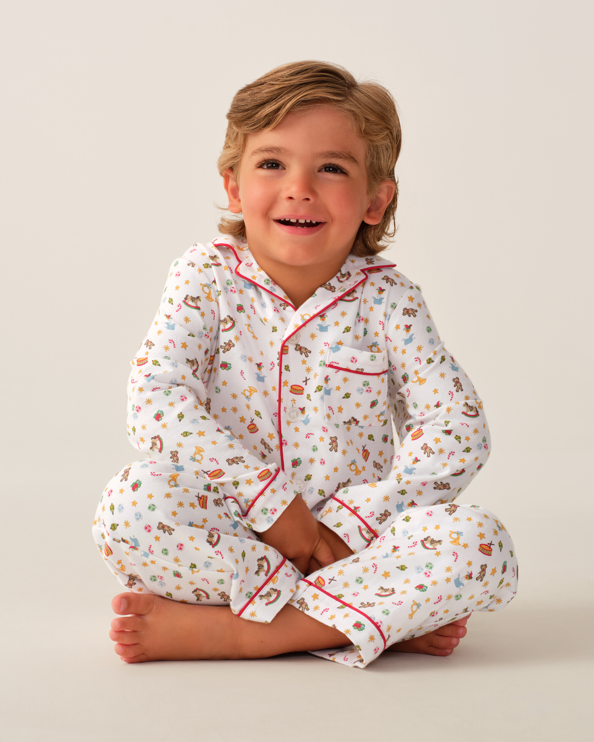 Petite Plume Twill Pajama Set, Santa's Workshop
