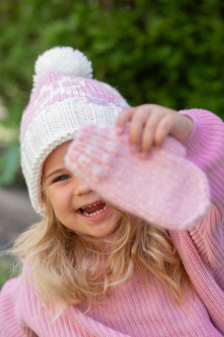 Bits & Bows Pink Knit Mittens