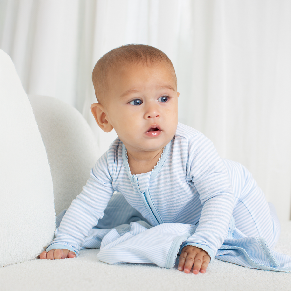 Paty Organic Cotton Striped Zipper Footie