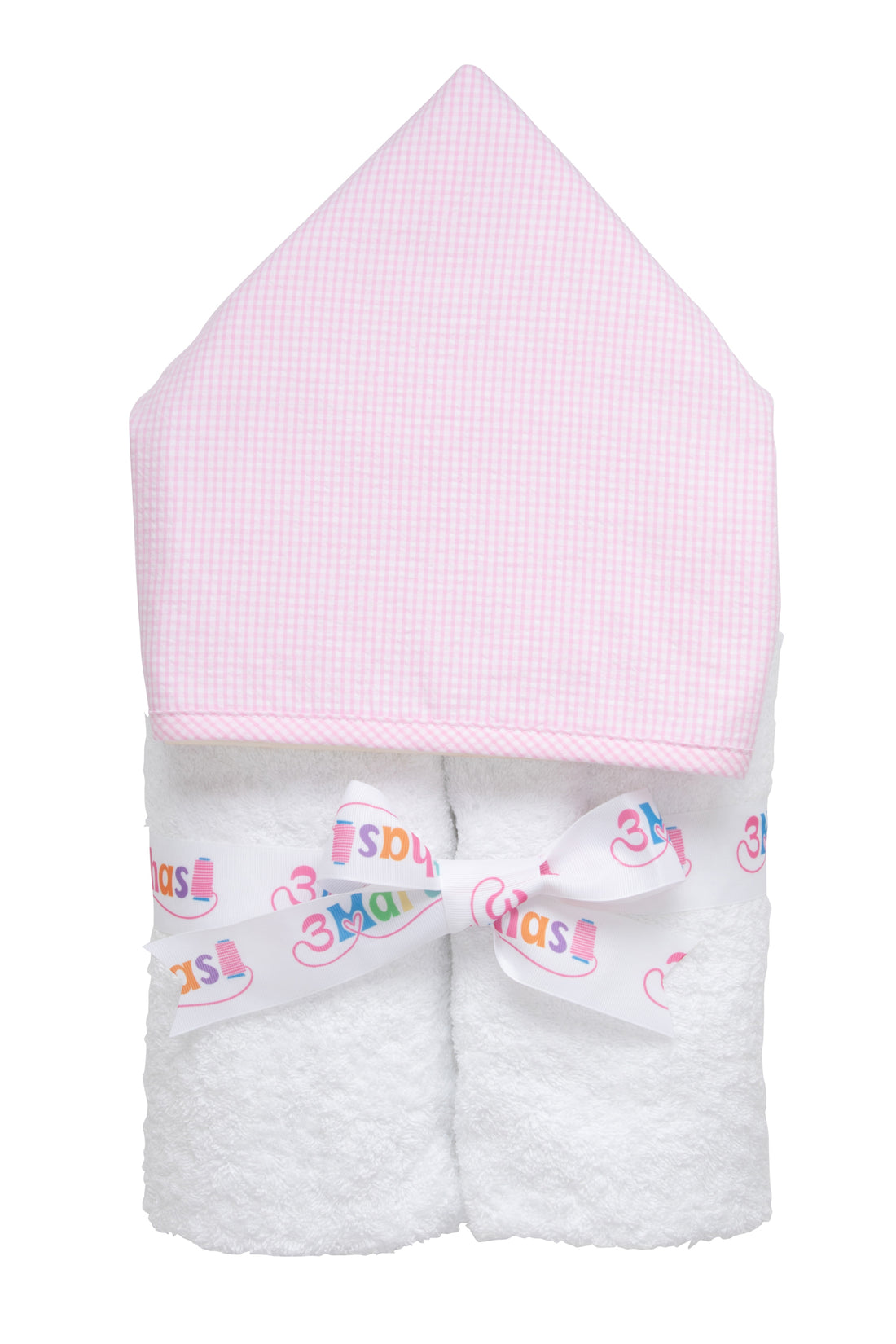 Pink Seersucker Everykid Hooded Towel by 3 Marthas main image 0