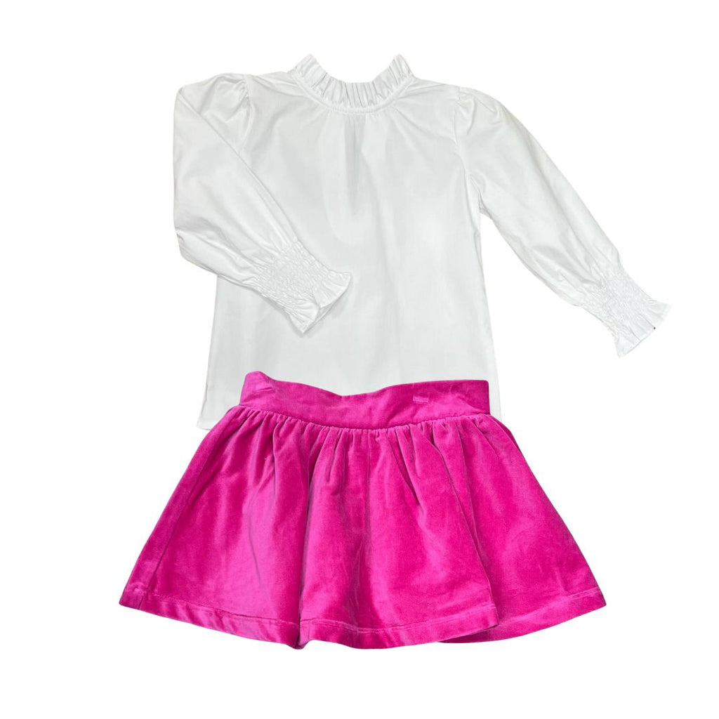 Lulu Bebe Sofie Pink Velvet Skirt