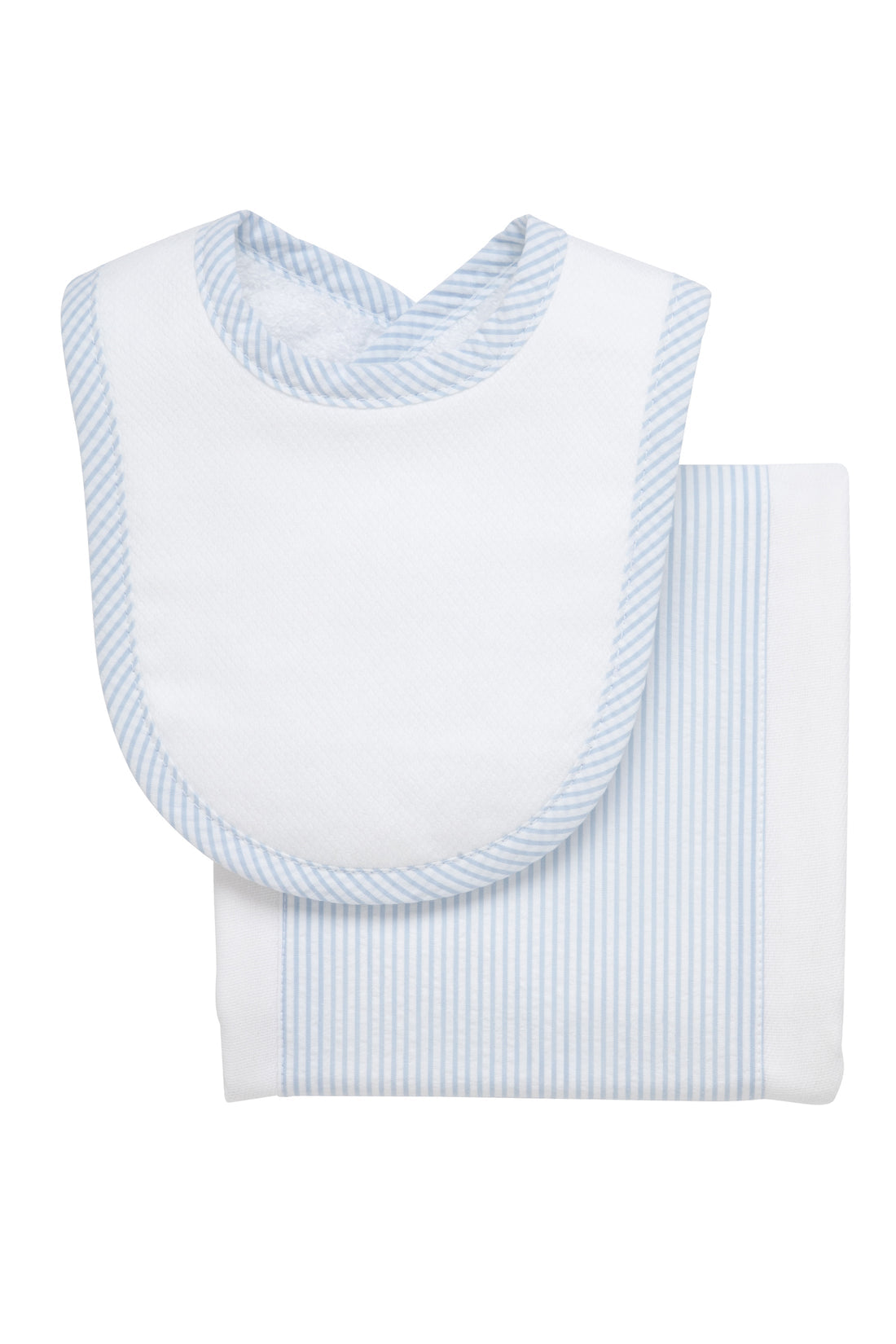 3 Martha's Seersucker Stripe Drooler Bib & Burp Set