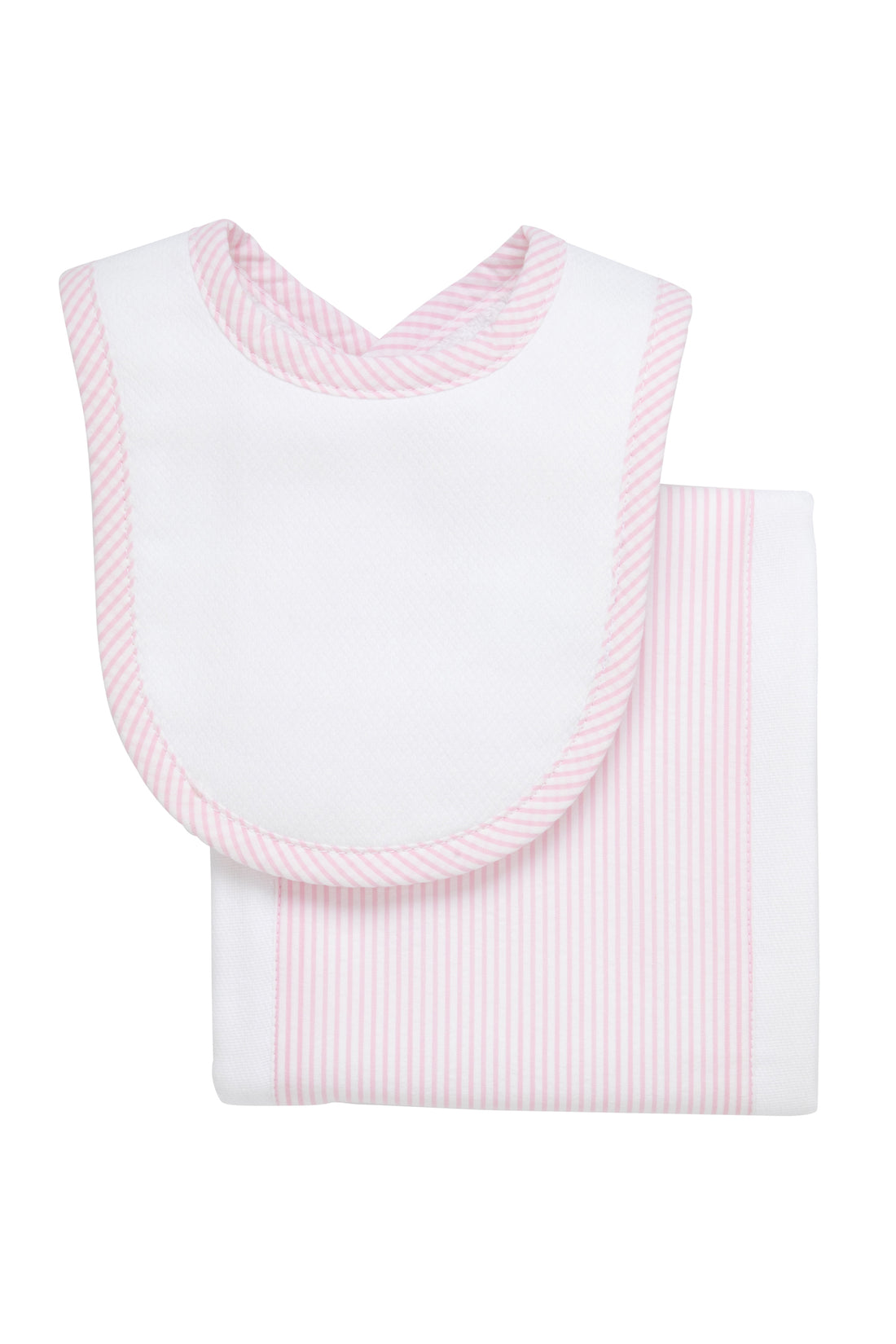 3 Martha's Seersucker Stripe Drooler Bib & Burp Set