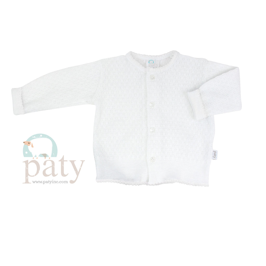 Paty White Cuffed Cardigan Sweater