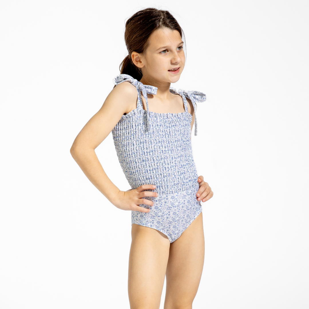 Minnow Slate Floral Smocked One Piece