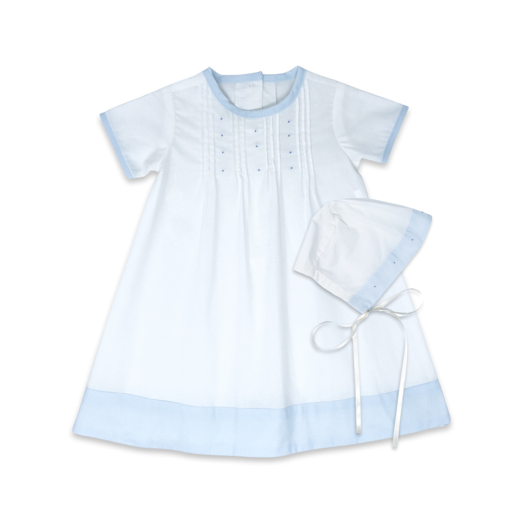 Lullaby Set 1956 Daygown Set, Blessings White, Blue Batiste