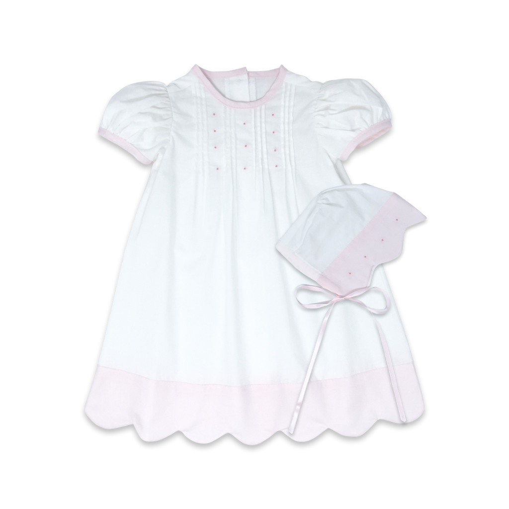 Lullaby Set 1956 Daygown Set, Blessings White, Pink Batiste