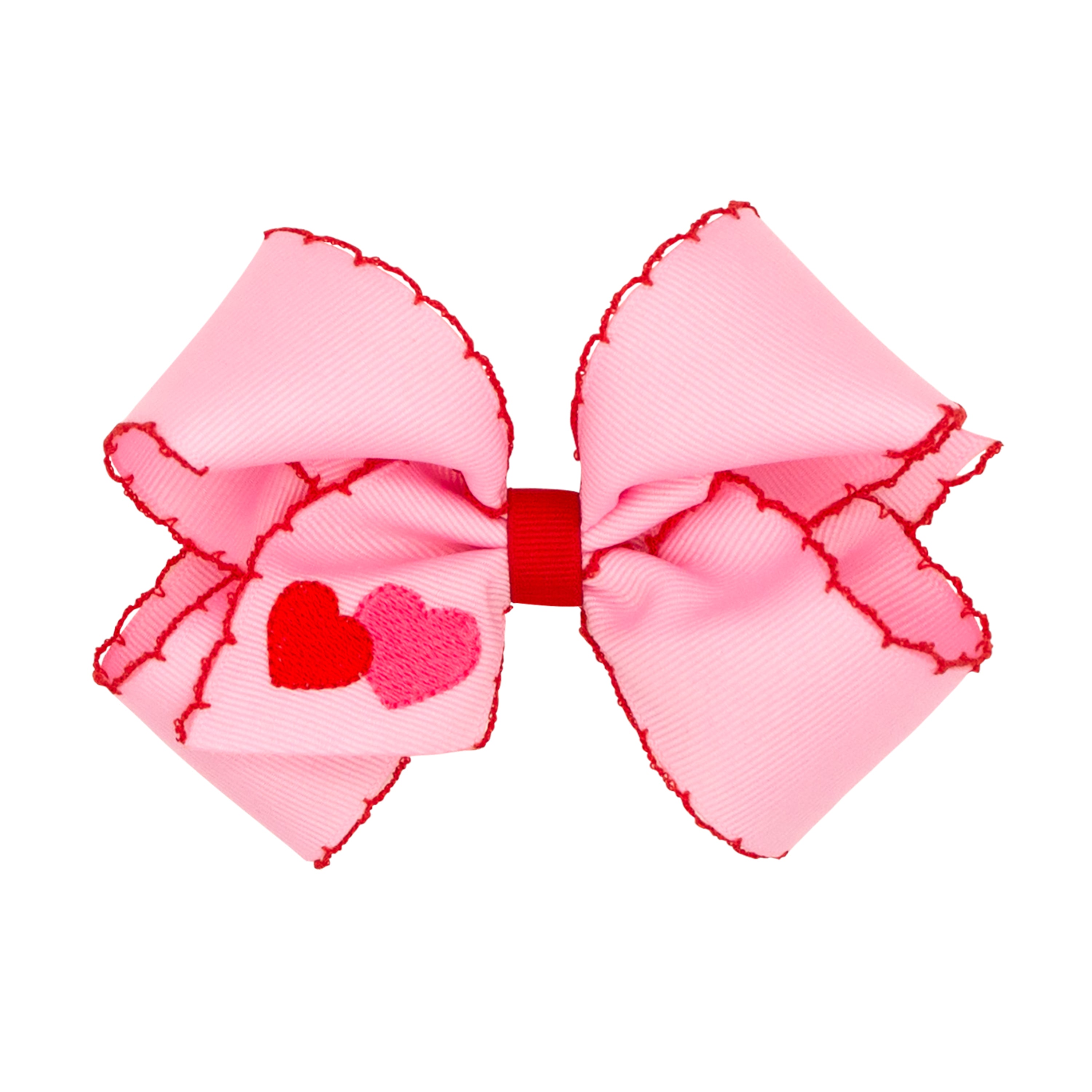 Wee Ones Medium Valentine Heart Embroidered Grosgrain Bow