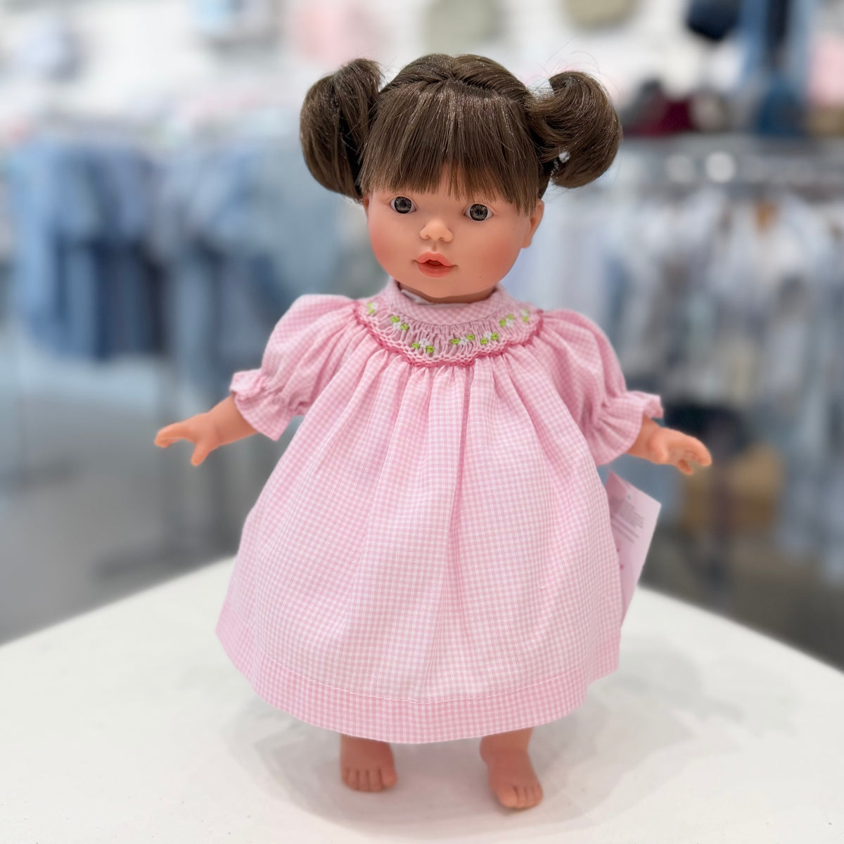 Rosalina Bella Brunette Doll with Pink Gingham Bishop