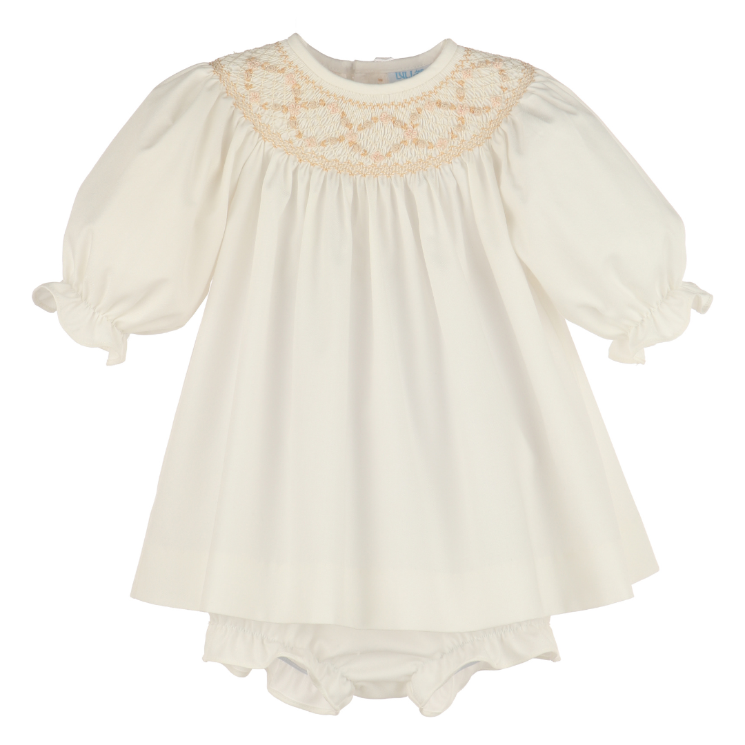 Luli & Me Classic Smock Bishop, Ivory