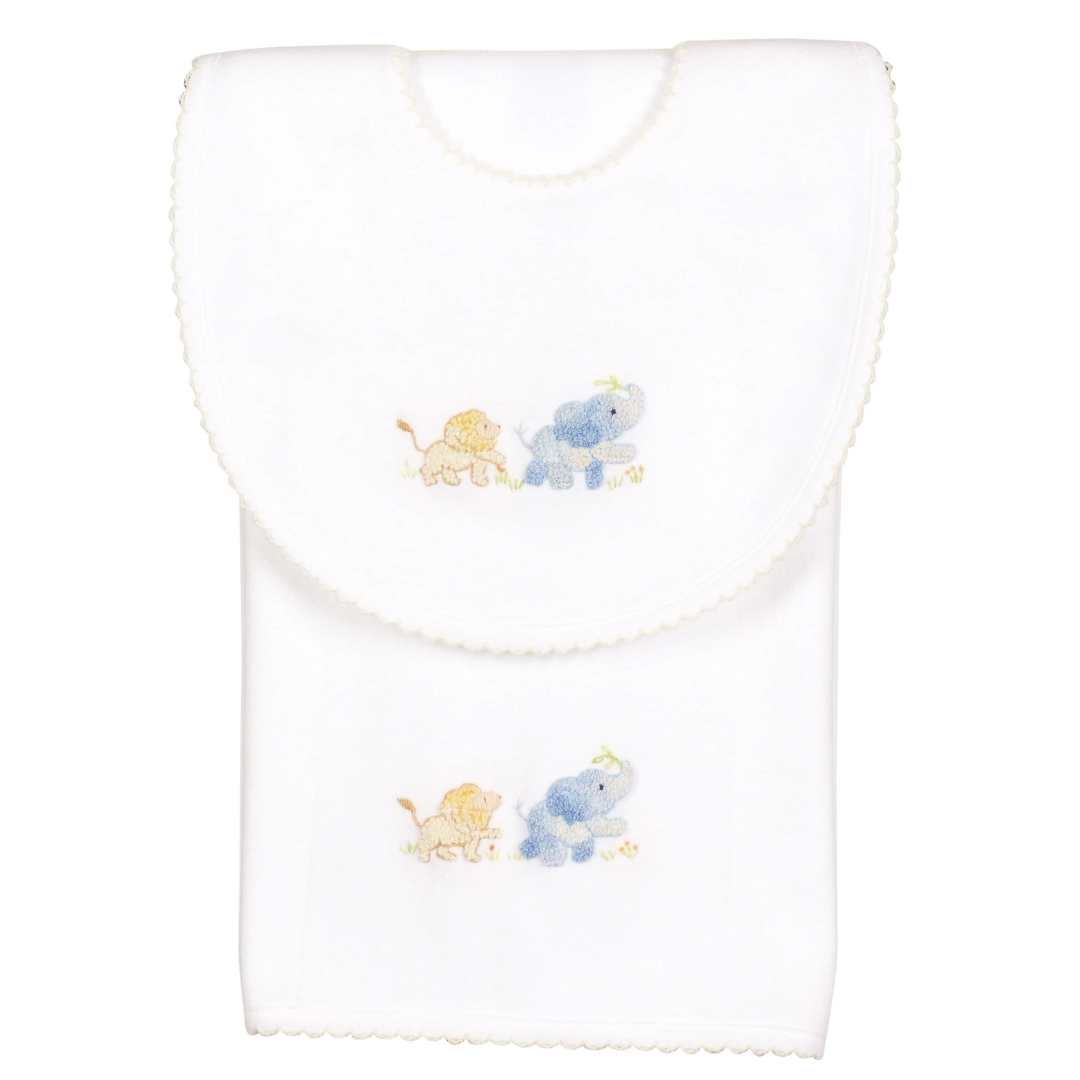 Yellow Lamb Animal Safari Bib and Burp Cloth