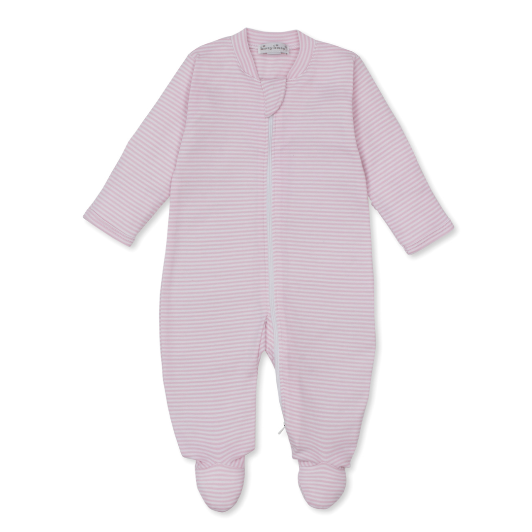 Kissy Kissy Stripes Footie with Zipper, Pink