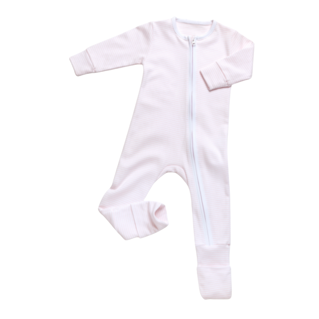 Milly Marie Striped Convertible 2-Way Zip Pima Footie Pajama