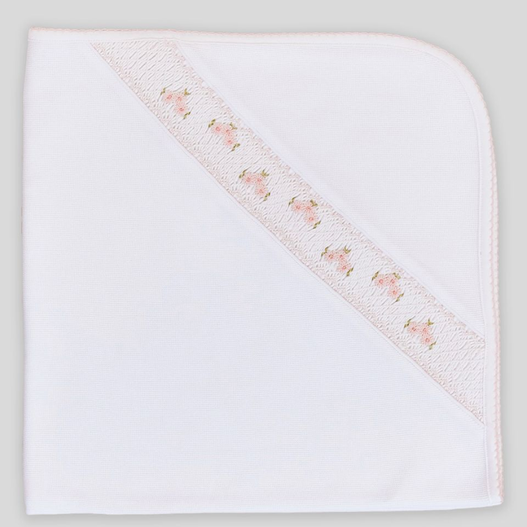 Miocotton Special Knit Hand Smocked Zuzzel Blanket, White
