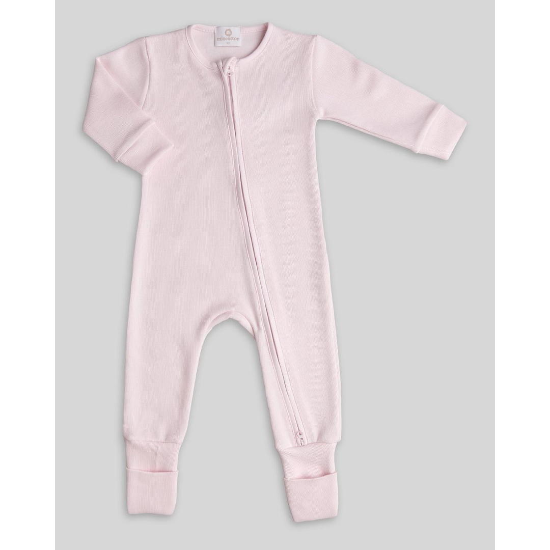 Miocotton Special Knit Mike Zipper Romper, Pink