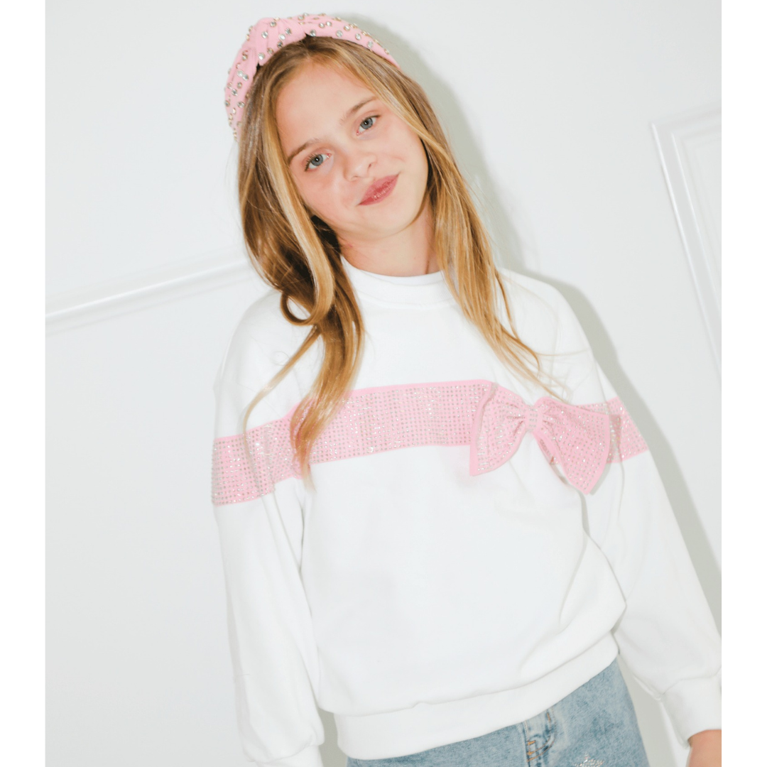 Lola & The Boys Crystal Bow Sweater