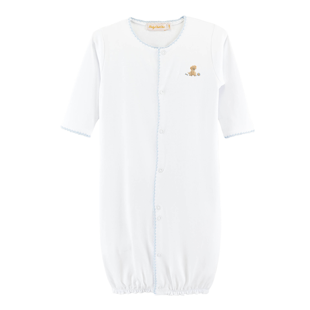 Baby Club Chic Good Puppy Embroidered Converter Gown