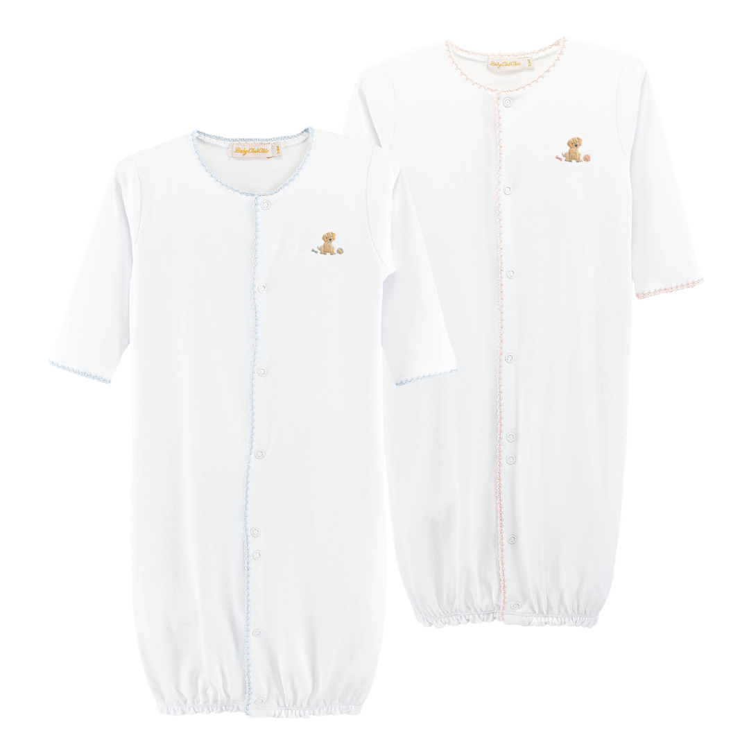 Baby Club Chic Good Puppy Embroidered Converter Gown